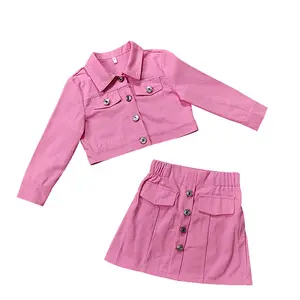 Kleinkind-Mädchen-Bekleidung Denim-Rücken-Sets für Mädchen Kinder & Jugendliche Jean-Jacke Miniröcke Mädchenbekleidungs-Sets