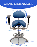 Tabouret dentaire à selle fendue avec double accoudoirs et repose-pieds en cuir microfibre médical pour clinique dentaire et hôpital
