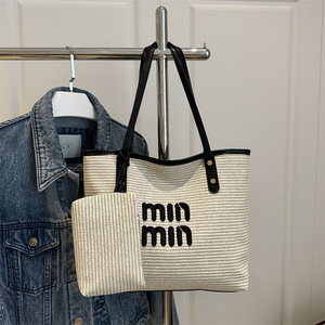 2026 New Style High Quality Single Handle Bucket <b>Bag</b> Trendy Straw Tote Handbag <b>Zip</b> Wholesale High-Value Fashion Shoulder <b>Bag</b> - Product Image 2