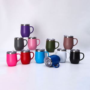 12oz Wine Tumbler With Handle Stainless Steel <b>Double</b> <b>Wall</b> Vacuum Insulated Custom Logo Travel <b>Mug</b> Wholesale Promotional Gift - Product Image 5