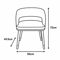 Chaise de salle à manger moderne en velours blanc cassé, dossier souple en U, pieds avec embouts dorés, structure en métal noir, idéale pour la maison, le bureau ou les espaces publics.