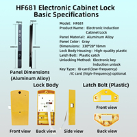 Cerradura RFID Comercial HF681PDN Equipada con Llave Impermeable para Barbería, Spa, Salón, Vestuario Público