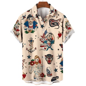 Camisas hawaianas de manga corta con estampado de botones para hombre, camisas informales de playa de verano - Product Image 5