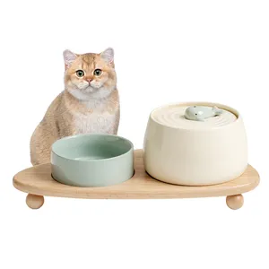 2024最佳饮用陶瓷定制宠物热卖智能无线自动猫喷泉喂水碗
