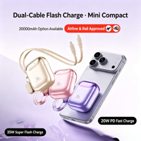 Nouvelle mini batterie externe électronique 20000 mAh, mince et portable, avec câble USB-C, Powerbanks 20000 mAh