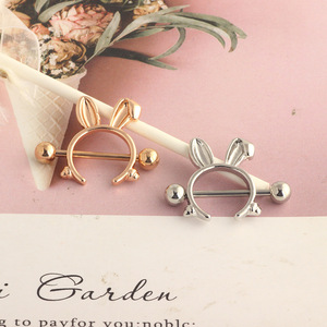Anillo de Pezón de Acero Inoxidable para Mujer, Diseño de Conejo de Dibujos Animados, Regalo de Compromiso/Boda, Chapado en Oro Rosa/Plata - Product Image 2
