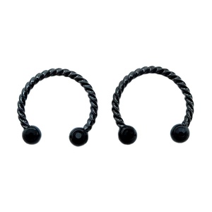 De acero inoxidable barra torcida de la broca del fruto del café herradura anillos en la nariz - Product Image 4