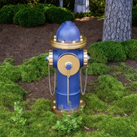 Figurine de bouche d'incendie en résine or bleu couleur contrastante Style forme réaliste peint à la main vacances décoration extérieure