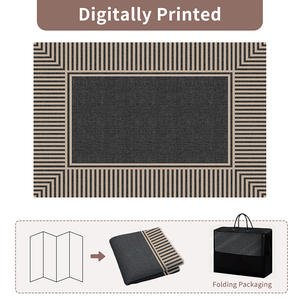 Alfombra geométrica minimalista moderna, rectangular, de fibra de poliéster, resistente a las manchas, para sala de estar, dormitorio, uso doméstico - Product Image 4