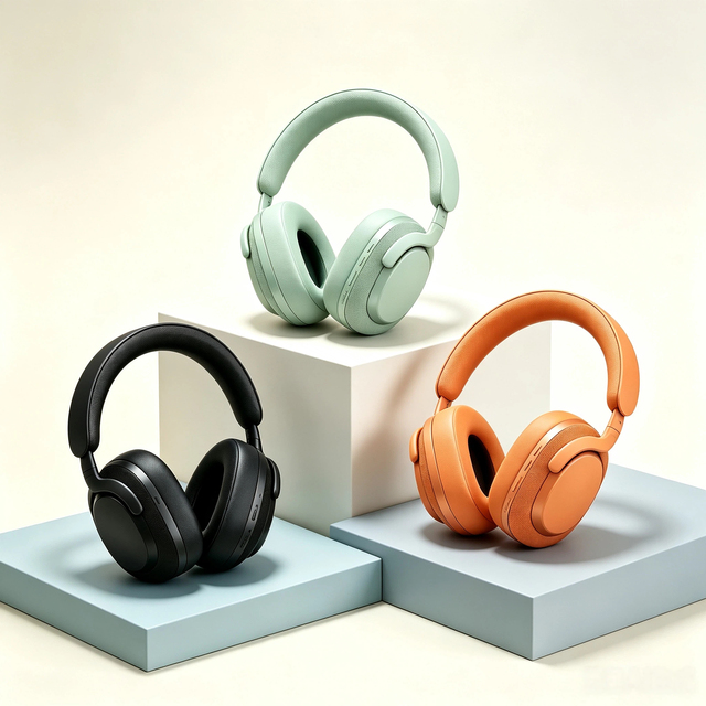 Pale Green Over-Ear Headphones, Premium Fabric Design, Clear Calls, ANC for Remote Work & Meetings