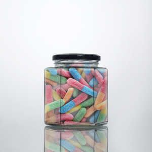 Faible QUANTITÉ MINIMALE DE COMMANDE Rond Clair Six arêtes Vide Conteneurs De Stockage Des Aliments Bougie Conserve Bocal En Verre avec Couvercles - Product Image 3