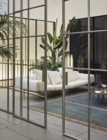 Porte de séparation en verre à cadre fin en aluminium couleur or champagne de luxe, verre trempé de 8 mm, résistant à l'eau, pour la maison, le bureau, la cuisine, l'entrée