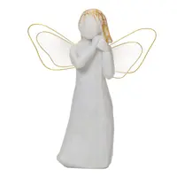 ملاك الصلاة الجملة الأبيض الراتنج القلب الأم الجنية تمثال ملاك تمثال صغير