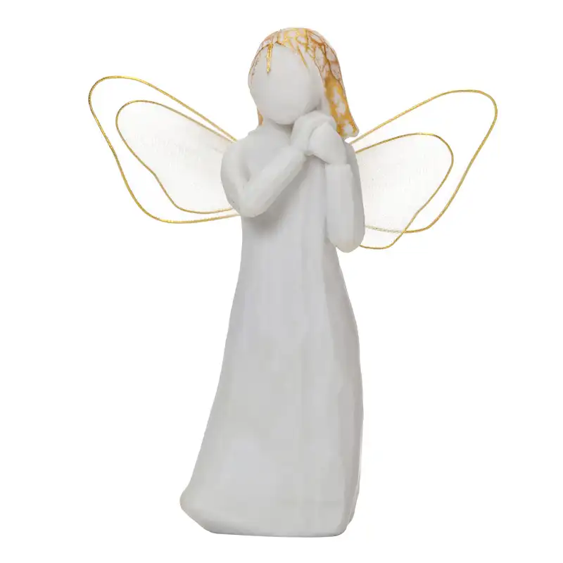 Ангел молитвы, оптовая продажа, белая Статуэтка из смолы, сердце, мать, фея, ангел, маленькая Статуэтка