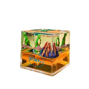 Lovely toys Epoxy Resin Cubes Dinosaur Hot Sale Crystal Paper Weight