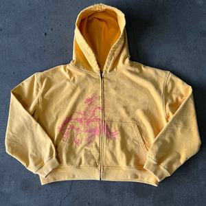 Sudadera con Capucha Personalizada para Hombre, Estilo Urbano, con Cierre, Estampado Animal DTG, Invierno, Talla Grande, Lavado Ácido, Desgastada, 100% Algodón, Informal - Product Image 2