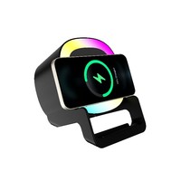 Enceinte avec éclairage RGB 4 en 1, chargeur sans fil 15W et support pour téléphone