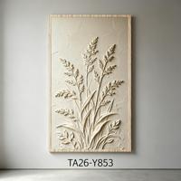 Lot de 2 tableaux muraux floraux en plâtre texturé, peinture botanique 3D neutre en relief, toile beige Wabi Sabi motif fleurs sauvages, décor encadré