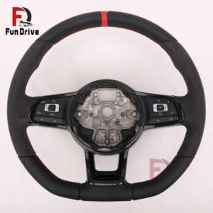 Volante de cuero para interior de Volkswagen <span class=keywords><strong>Polo</strong></span> 6R, Scirocco, Jetta, Tiguan T6, Passat B6, B7, B8, Amarok, Eos, Variant, R-Line. - Product Image 3
