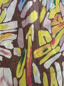 Abito Lungo da Donna con Collo Alto, Stampa Astratta e Strass, Vestito da Festa in Rete, Moda Sehe - Product Image 6