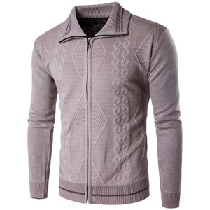 <span class=keywords><strong>Pull</strong></span> pour homme Bon marché Full Zipper Knitwear Customize Twist Pattern Cardigan - Product Image 4