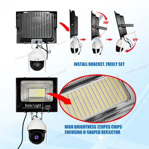 Jbp 100W 4G năng lượng mặt trời đèn pha với máy ảnh và 256G thẻ SD IP65 đánh giá nhôm dẫn điện năng thấp ngoài trời Vườn An ninh ánh sáng - Product Image 5