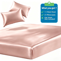Ensemble de 3 draps-housses en microfibre durable effet satin soyeux avec 2 taies d'oreiller, textile de maison