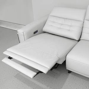 Sofá Reclinable Eléctrico Moderno y Lujoso Personalizable, Sofá <span class=keywords><strong>Cama</strong></span> Seccional de Cuero PU/Cuero Vacuno, Diseño Cómodo y Moderno para Sala de Estar - Product Image 5