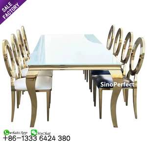 Hot Sale O Back <b>Chair</b> Gold Stainless Steel Luxury Wedding <b>Table</b> <b>and</b> <b>Chairs</b> Set for Wedding Party Event - Product Image 1