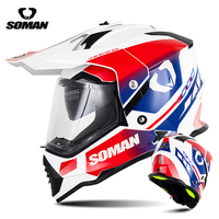 Nouveau casque de moto tout-terrain intégral SOMAN M10 ECE22.06 ABS avec boucle à dégagement rapide, compatible avec les lunettes, unisexe, toutes saisons