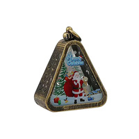 Lanterne de Noël triangulaire portable, lampe à huile en plastique, bougie décorative, design Père Noël pour la décoration de table de fête