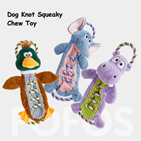 Jouet à mâcher confortable et résistant aux morsures pour chien, en peluche écologique, motif dessin animé, grande taille 46 cm, couineur, nœud, canard, éléphant, hippopotame