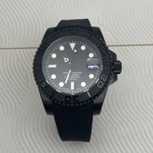 นาฬิกาข้อมือสแตนเลสสตีลสำหรับผู้ชายแบล็ค วอร์ริเออร์ หน้าปัดสีดำ สายยางสีดำ พร้อมกลไก NH35 - Product Image 1