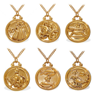 Collar con Colgante de Constelación, Chapado en Oro de 18K, Acero Inoxidable, Dije Redondo, Joyería para Mujer, Regalo, Accesorio de Moda - Product Image 5