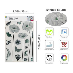 All'ingrosso <span class=keywords><strong>adesivi</strong></span> <span class=keywords><strong>murali</strong></span> in PVC stampati UV personalizzati grandi fiori a foglia di farfalla per soggiorno decorazioni per la casa in PVC impermeabili decalcomanie da parete in PVC - Product Image 3