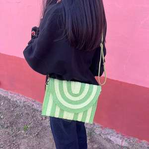 Designer Stripe Paper Straw Cosmetic Bag Shoulder Straw Clutch With Wristlet Woven <strong>Beachbag</strong> - Product Image 6