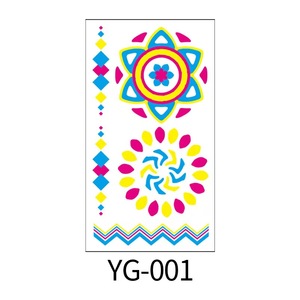 Autocollants de tatouage temporaire néon à transfert d'eau UV phosphorescents, très populaires, pour application corporelle, soirées en boîte de nuit - Product Image 2