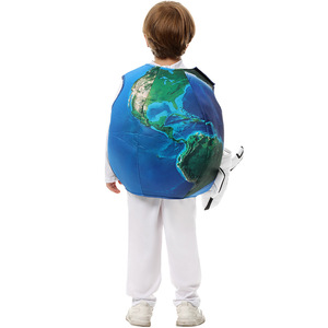 Costume de cosplay de la Terre pour enfants de 5 à 7 ans, combinaison blanche en spandex avec gilet globe et gants de vaisseau spatial - Product Image 3