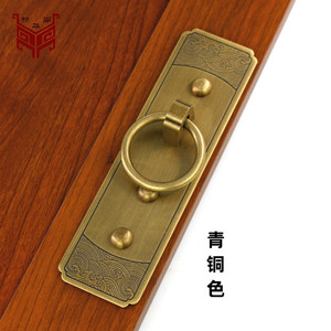 Chinese Style Brass Door Handle 3mm <b>Thick</b> No Drill Installation Wardrobe Wooden Door Hardware - Product Image 3