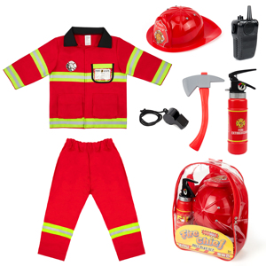 Costume de <span class=keywords><strong>pompier</strong></span> pour enfants, jeu de rôle d'Halloween, rouge, accessoires de <span class=keywords><strong>pompier</strong></span> pour enfants de 3 à 7 <span class=keywords><strong>ans</strong></span>, unisexe, polyester - Product Image 2