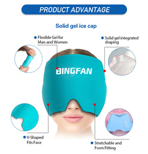 Cappello Rinfrescante/Bollente in Gel Solido Bingfan a Forma di V ed Estensibile, 24x16cm, per Sollievo <span class=keywords><strong>da</strong></span> Mal di Testa, <span class=keywords><strong>Emicrania</strong></span> e Tensione - Product Image 1