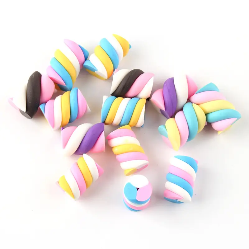 cute colorful twist marshmallow cotton candy shape polymer clay craft