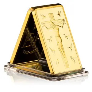 Golden Bar Jesus Christian Station of The Cross Cllectible hadiah peringatan perintah Emas Disepuh koin Souvenir