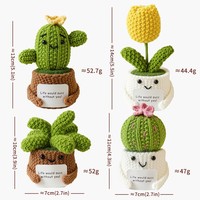 Nouveau style 2026 : Plante synthétique en pot en laine tricotée multi-fleurs, mini cactus créatif et mignon, plantes en pot encourageantes