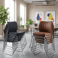 Chaise de bureau exécutive moderne sans accoudoirs en cuir, dossier haut ergonomique pour hôtel et bureau à domicile, structure en acier