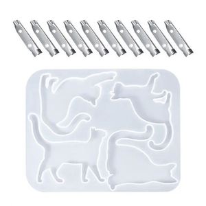 Molde de silicona 3D de gato de dibujos animados para broches, joyería de animales de cristal, resina epoxi, manualidades DIY y fundición de resina - Product Image 5