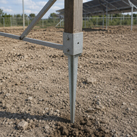 Ancrage au sol en acier massif galvanisé à chaud, pointe biseautée, embase carrée, pour système de fondation au sol