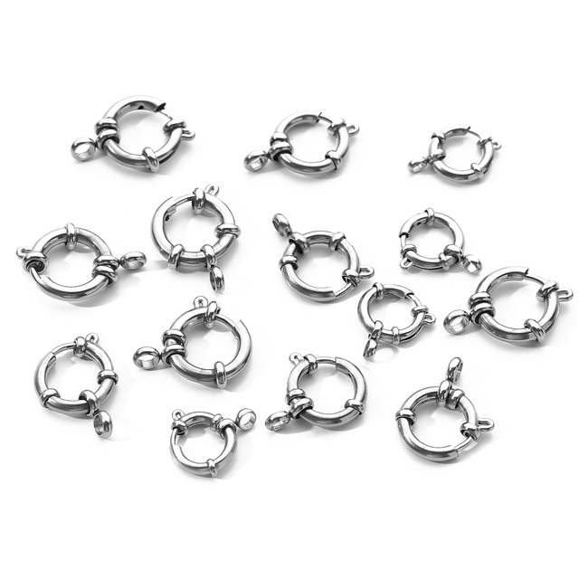 Clasp Lobster Locks Necklace Connector Stainless Steel Clasps Gold Color Round Claw Spring Ring Clasps Hooks DIY Jewelry Making