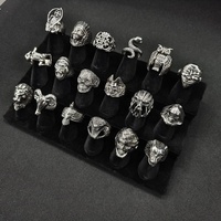 VAF Anel Bear Caveira Bague Tête de Mort Anillos De Calavera Calavera Acier Inoxydable Griffe Gothique Crâne Squelette Bagues pour Hommes