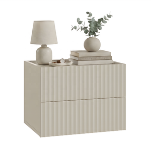 Table de chevet flottante en bois rainuré <span class=keywords><strong>avec</strong></span> 2 tiroirs, à suspendre au mur - Product Image 6
